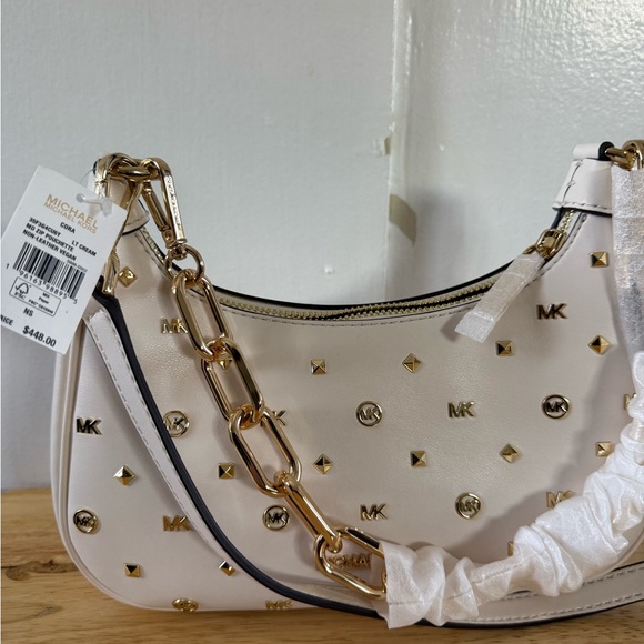 Michael Kors White and Gold Shoulder Bag with Studded Design - Picture 3 of 8